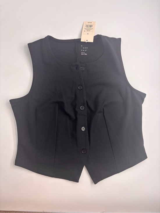 a new day Tops - a new day Black Sleeveless Button-Front Bodysuit Vest